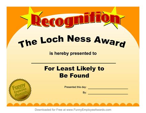 funny fake awards|free printable funny certificate.